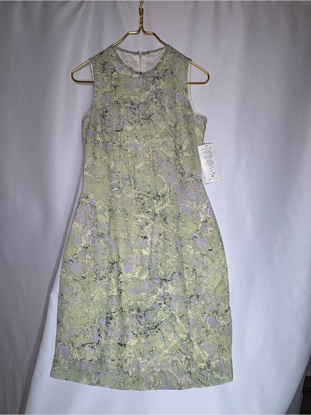 Vintage 90s Georgiou Studio Green and Purple Marble Shift Dress.